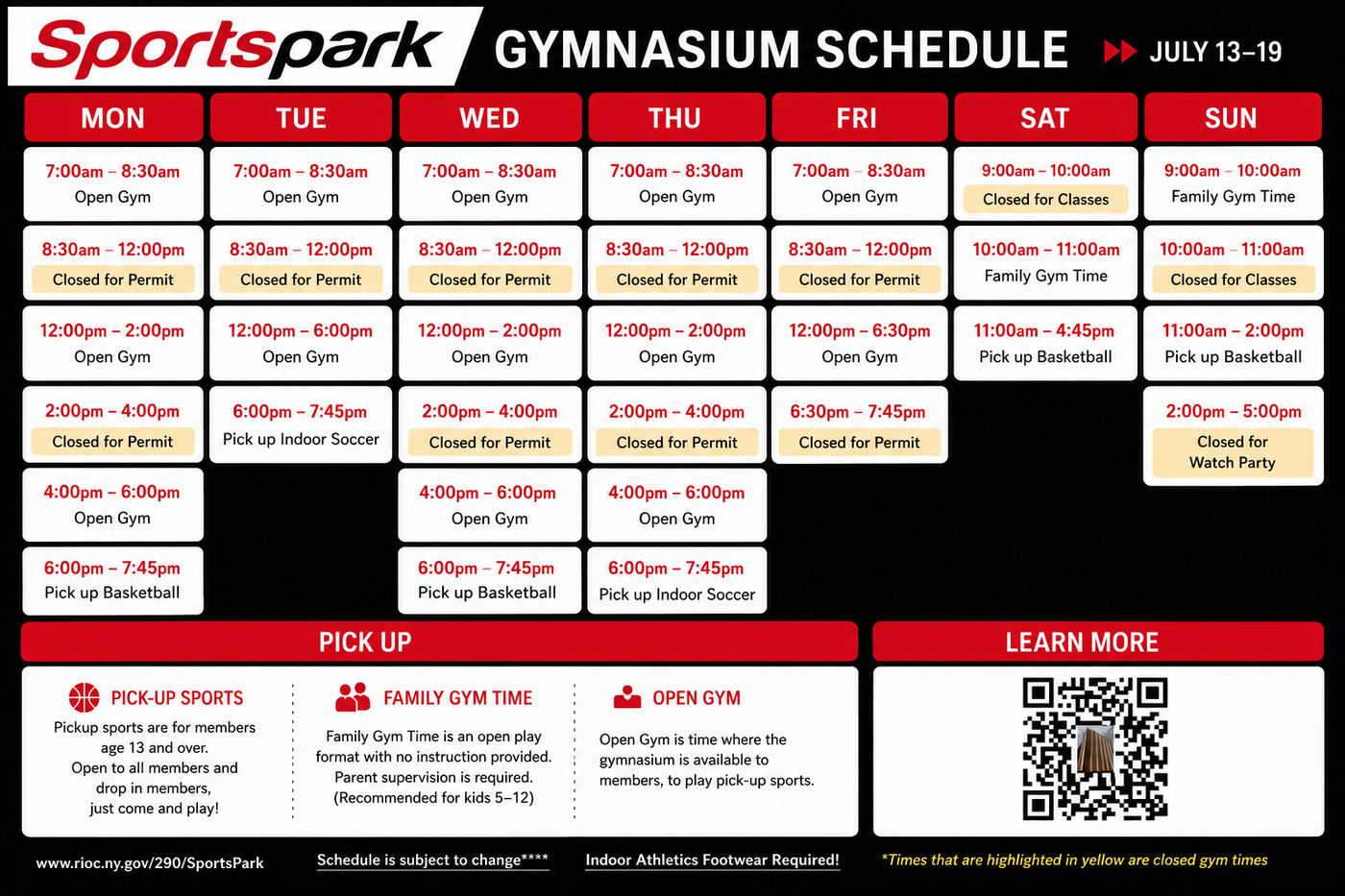 Gymnasium Schedule